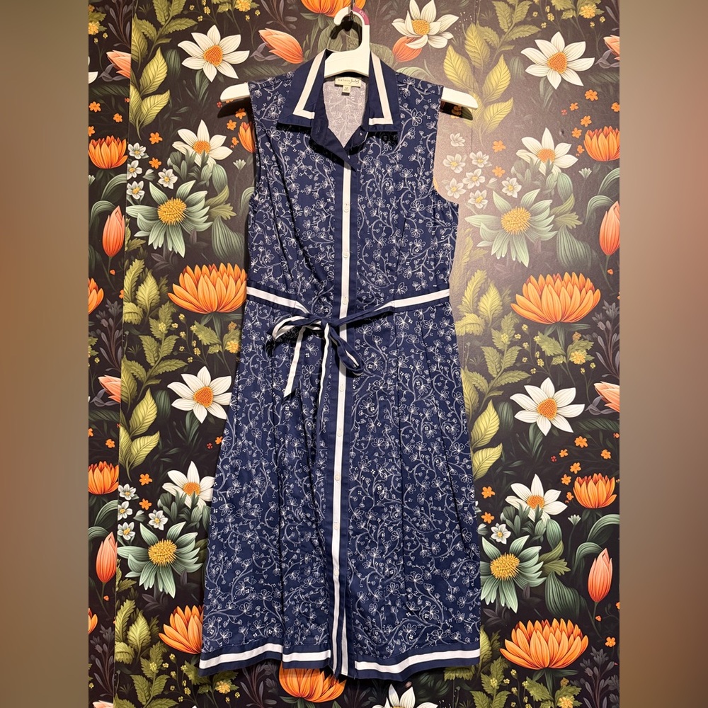 Maison Jules Blue dress with White Details